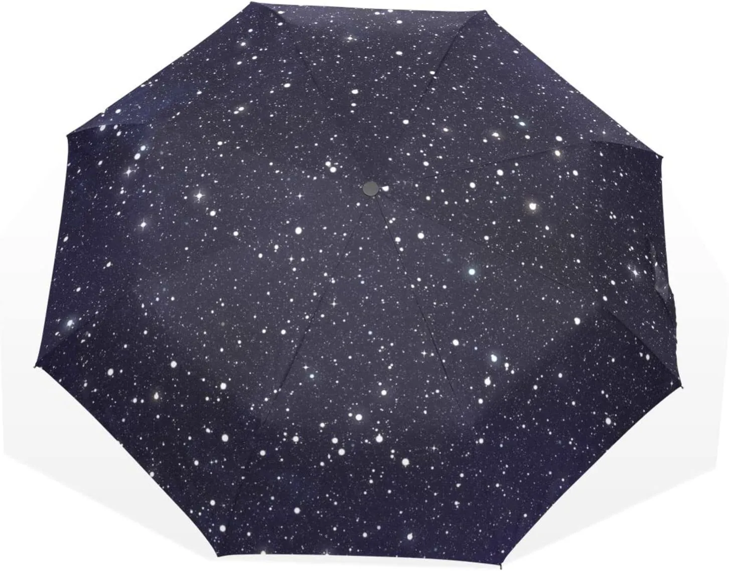 Poeticcity Travel Umbrella, Hand Open Close Windproof Waterproof Folding Umbrella, Black Tape Compact Canopy Strong Anti UV Ray Parasol