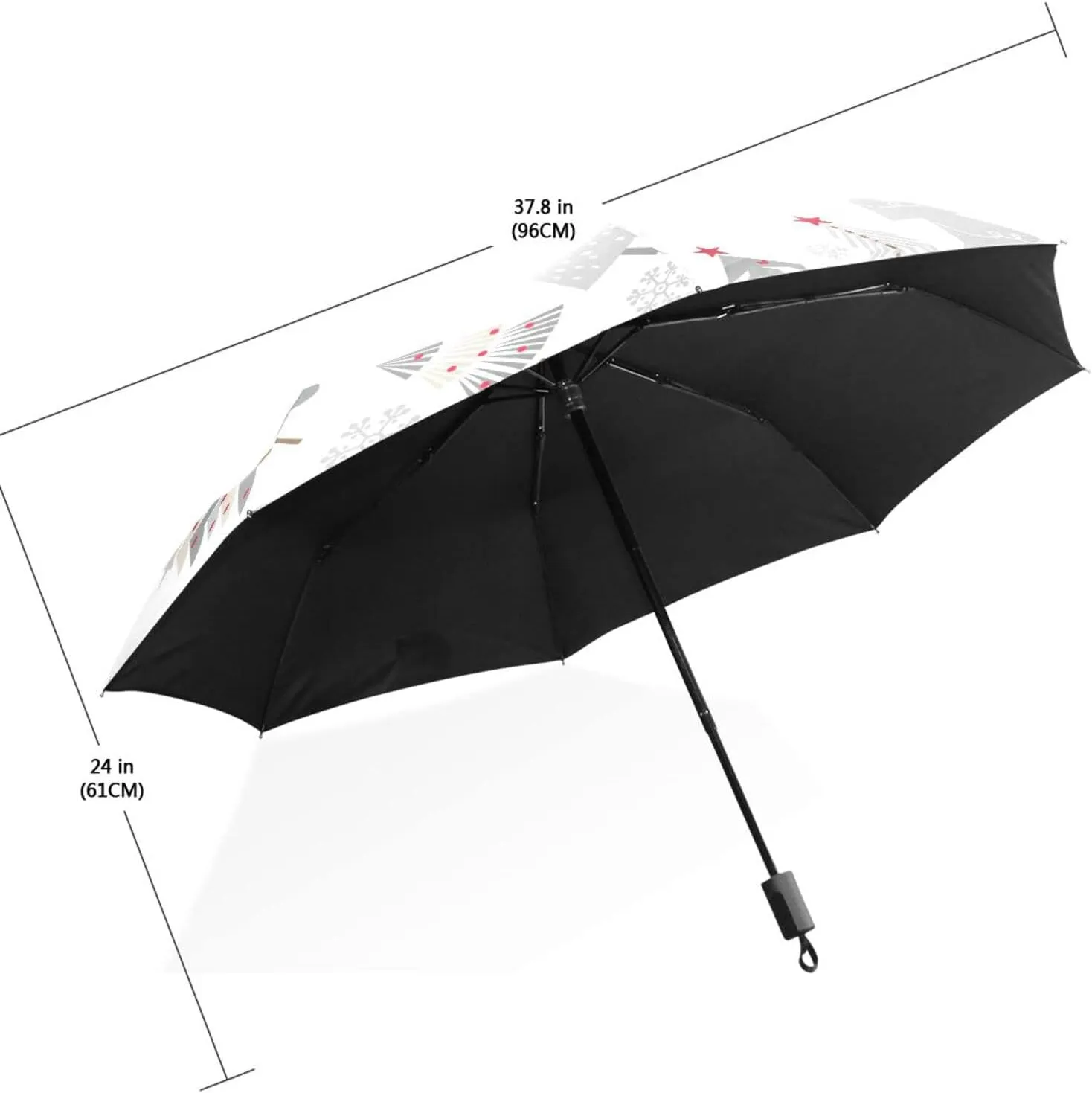 Poeticcity Travel Umbrella, Hand Open Close Windproof Waterproof Folding Umbrella, Black Tape Compact Canopy Strong Anti UV Ray Parasol