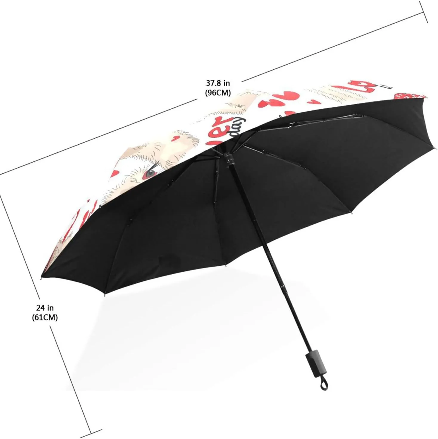 Poeticcity Travel Umbrella, Hand Open Close Windproof Waterproof Folding Umbrella, Black Tape Compact Canopy Strong Anti UV Ray Parasol