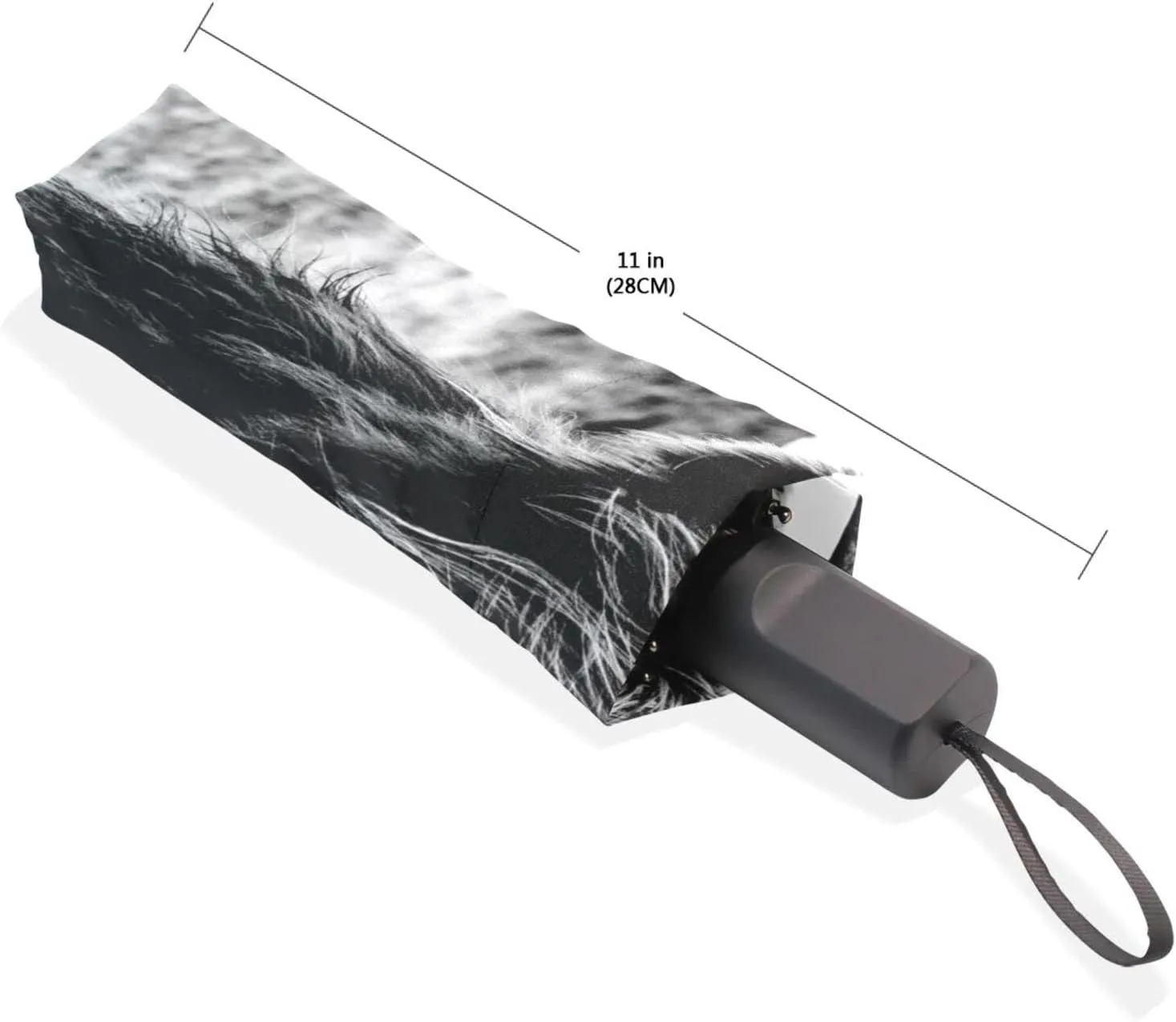 Poeticcity Travel Umbrella, Hand Open Close Windproof Waterproof Folding Umbrella, Black Tape Compact Canopy Strong Anti UV Ray Parasol