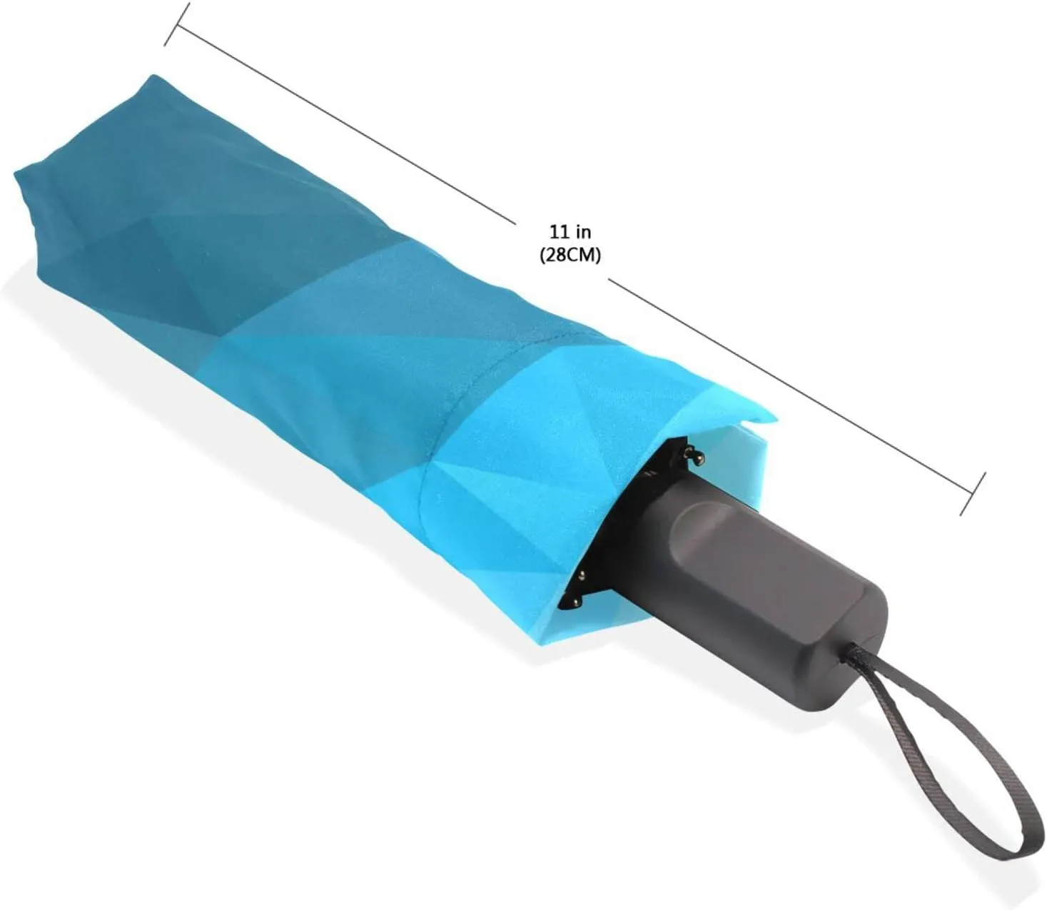 Poeticcity Travel Umbrella, Hand Open Close Windproof Waterproof Folding Umbrella, Black Tape Compact Canopy Strong Anti UV Ray Parasol