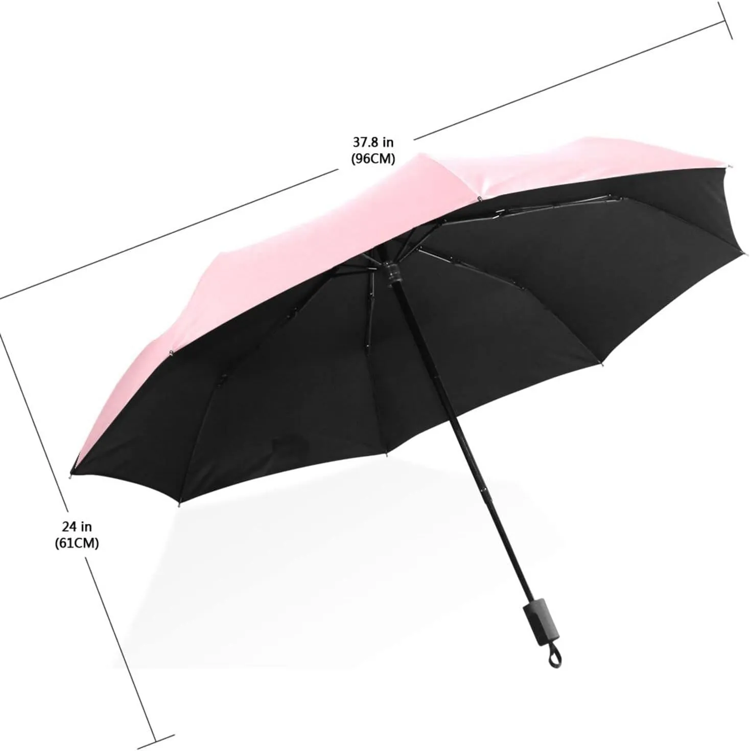 Poeticcity Travel Umbrella, Hand Open Close Windproof Waterproof Folding Umbrella, Black Tape Compact Canopy Strong Anti UV Ray Parasol