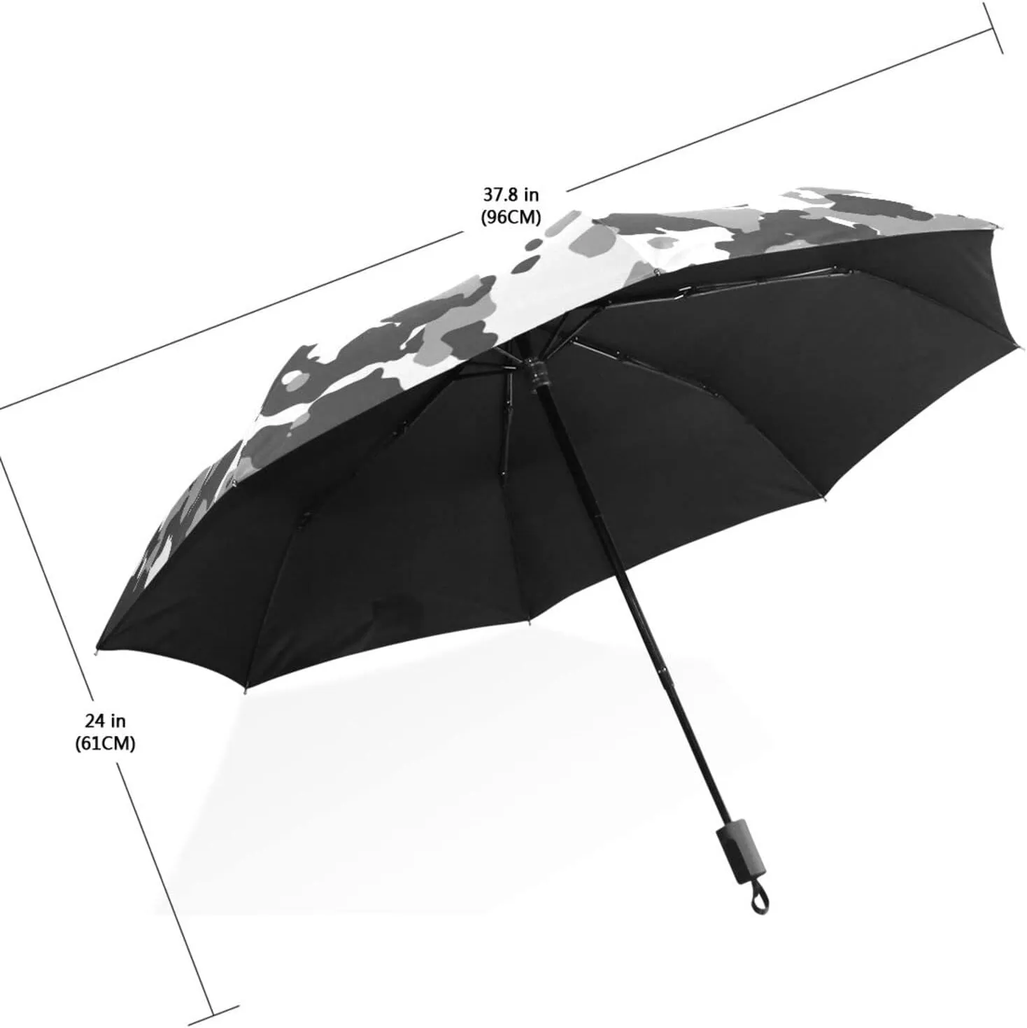 Poeticcity Travel Umbrella, Hand Open Close Windproof Waterproof Folding Umbrella, Black Tape Compact Canopy Strong Anti UV Ray Parasol