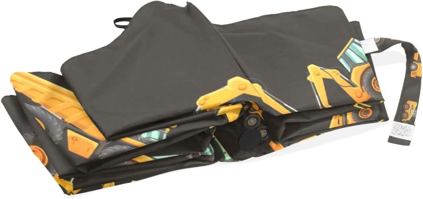 Poeticcity Travel Umbrella, Hand Open Close Windproof Waterproof Folding Umbrella, Black Tape Compact Canopy Strong Anti UV Ray Parasol