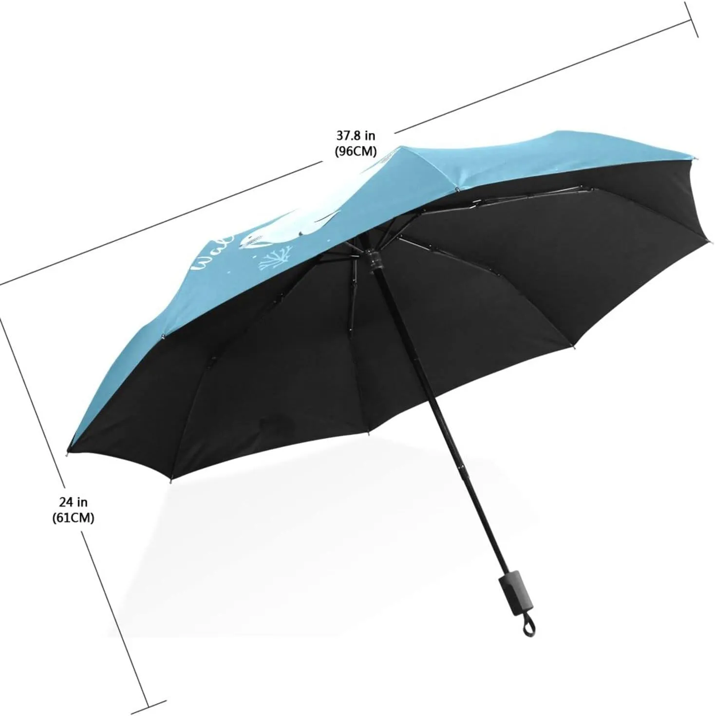 Poeticcity Travel Umbrella, Hand Open Close Windproof Waterproof Folding Umbrella, Black Tape Compact Canopy Strong Anti UV Ray Parasol