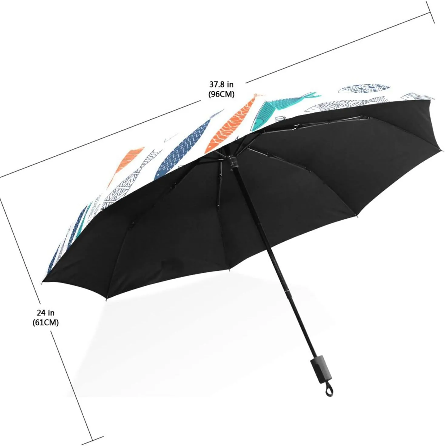 Poeticcity Travel Umbrella, Hand Open Close Windproof Waterproof Folding Umbrella, Black Tape Compact Canopy Strong Anti UV Ray Parasol