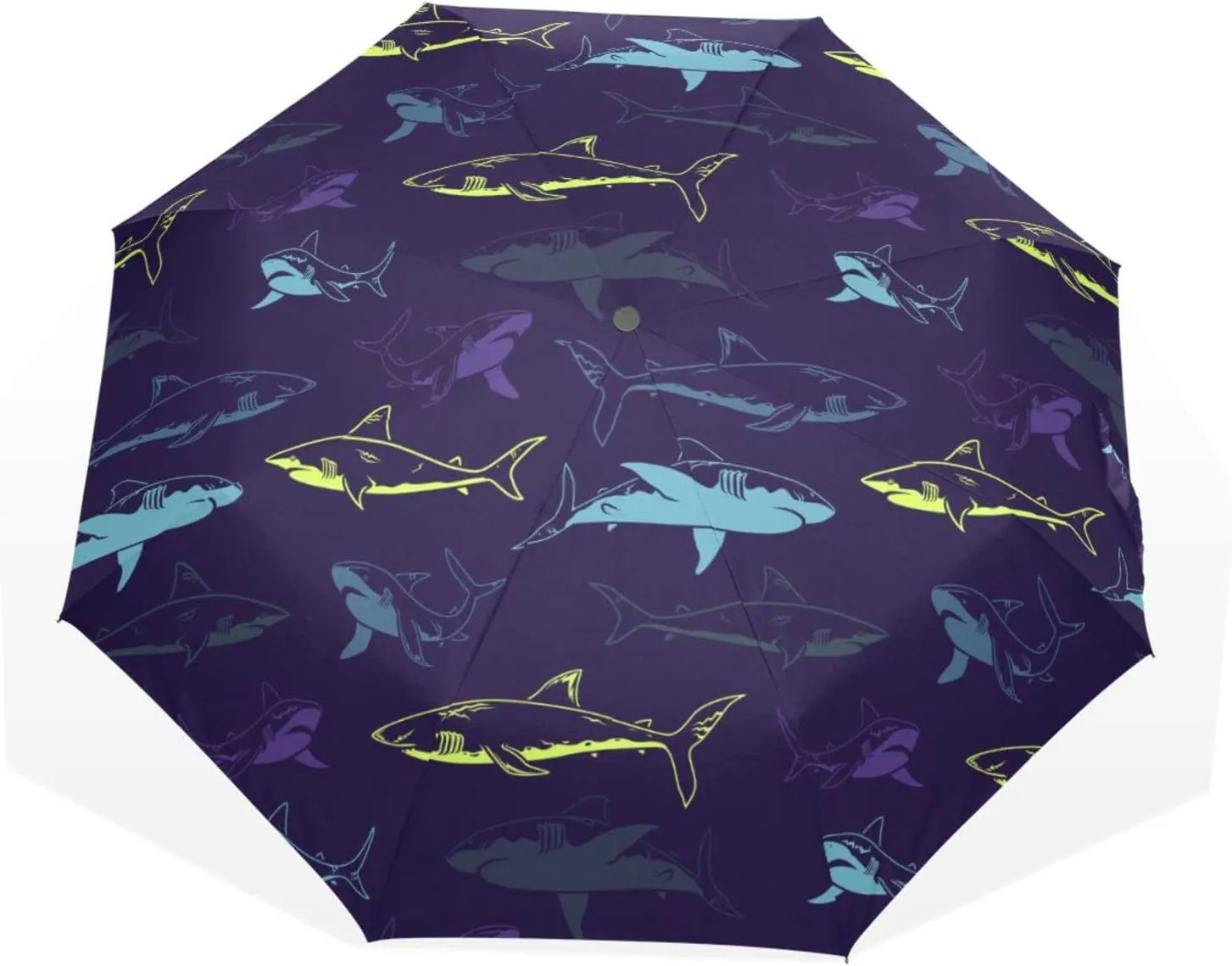 Poeticcity Travel Umbrella, Hand Open Close Windproof Waterproof Folding Umbrella, Black Tape Compact Canopy Strong Anti UV Ray Parasol