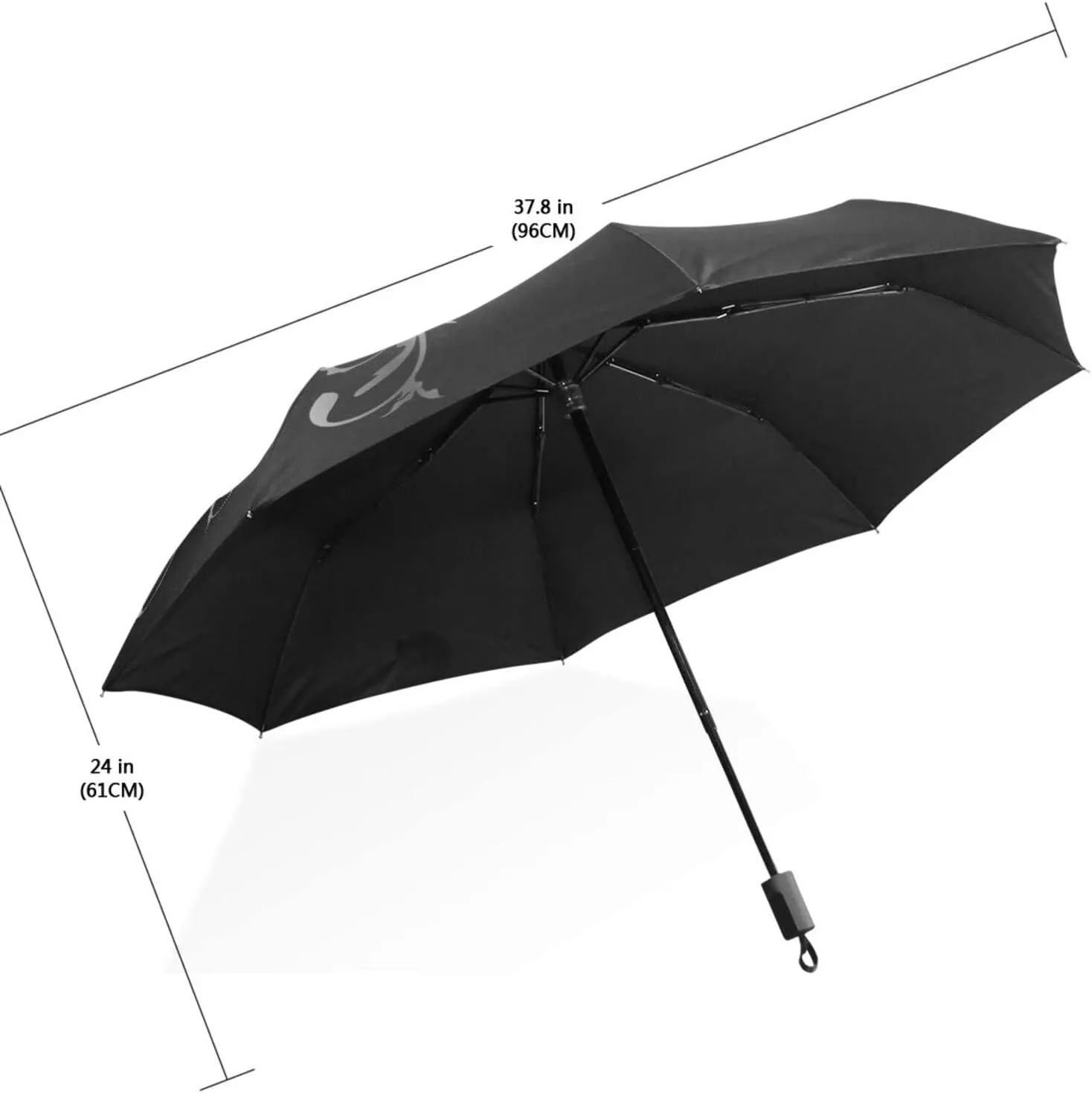 Poeticcity Travel Umbrella, Hand Open Close Windproof Waterproof Folding Umbrella, Black Tape Compact Canopy Strong Anti UV Ray Parasol