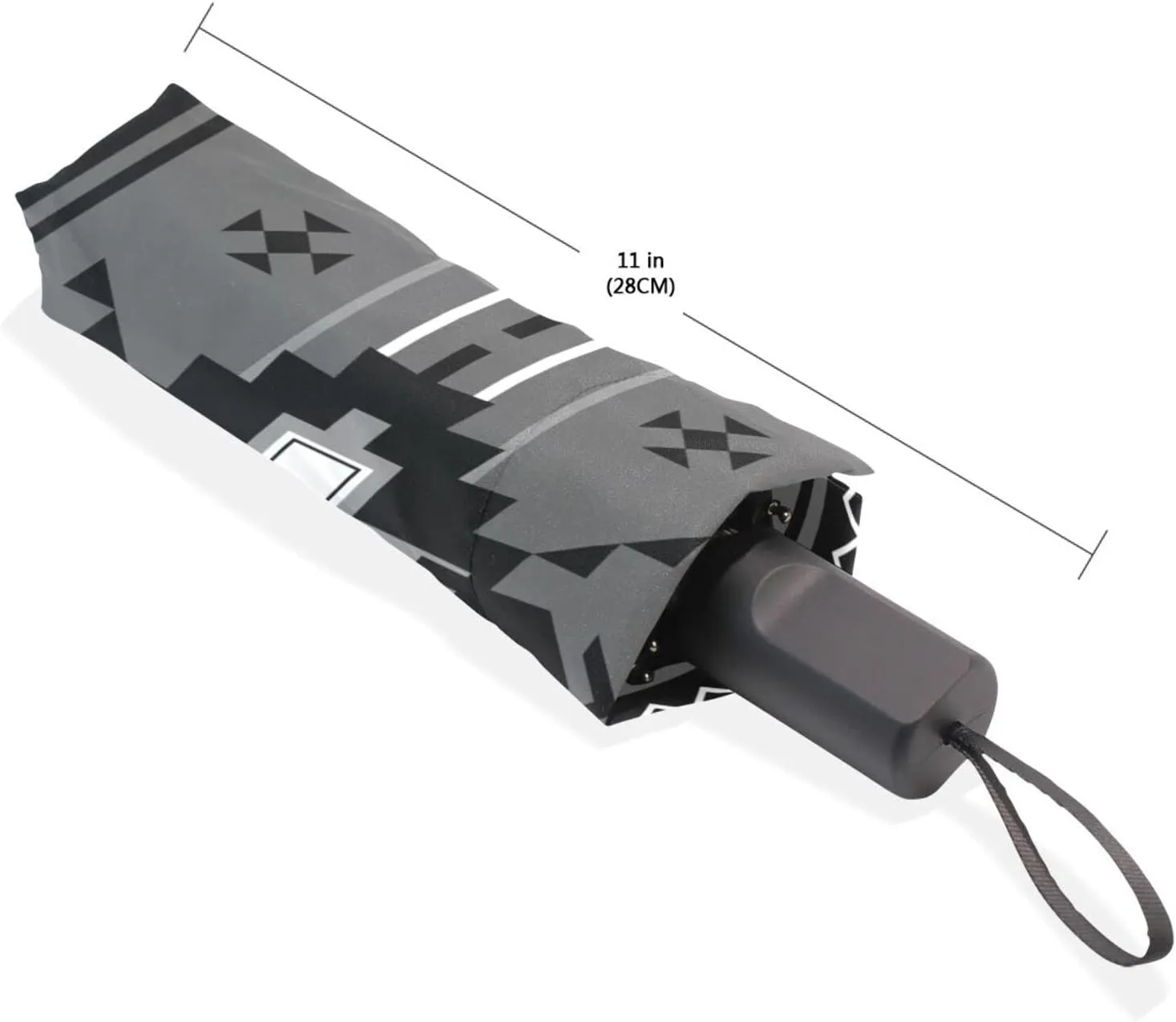 Poeticcity Travel Umbrella, Hand Open Close Windproof Waterproof Folding Umbrella, Black Tape Compact Canopy Strong Anti UV Ray Parasol