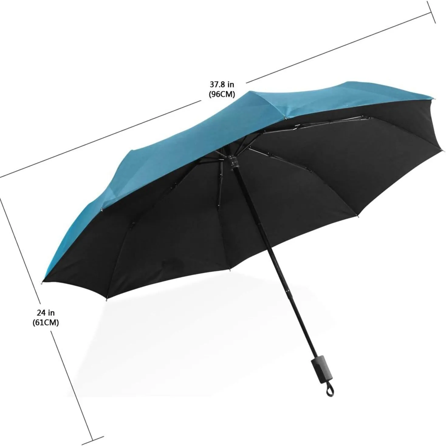 Poeticcity Travel Umbrella, Hand Open Close Windproof Waterproof Folding Umbrella, Black Tape Compact Canopy Strong Anti UV Ray Parasol