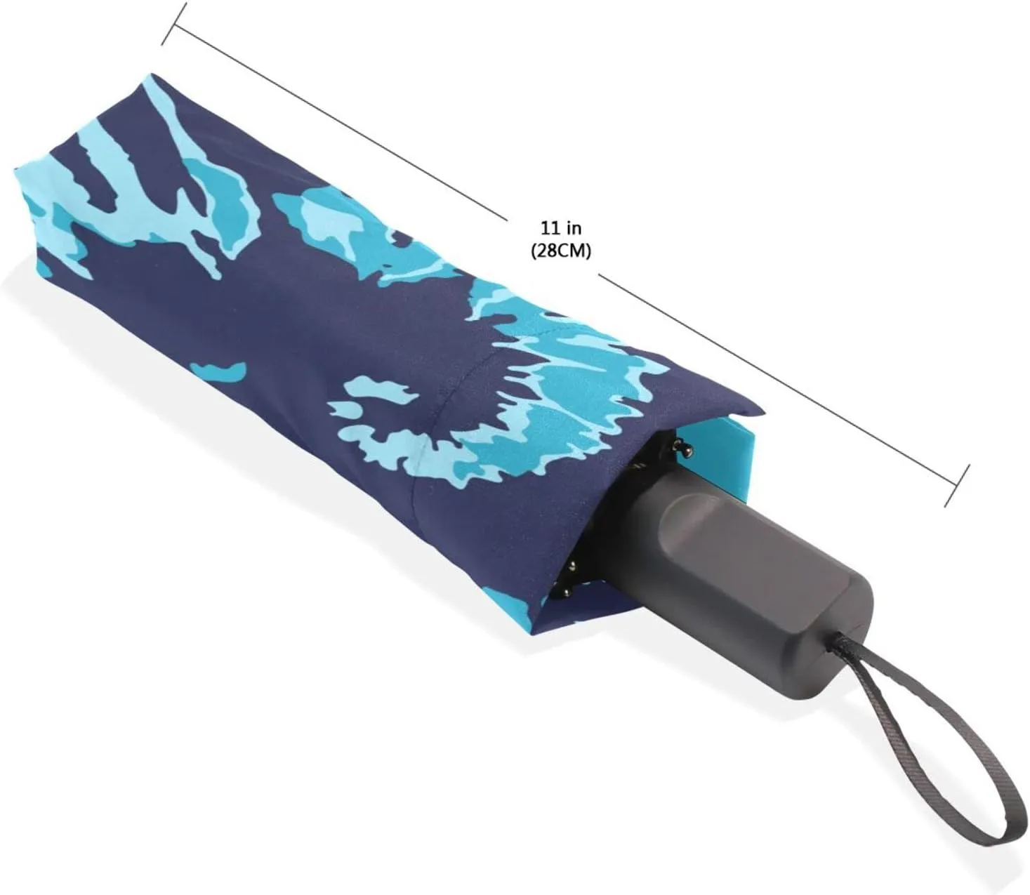 Poeticcity Travel Umbrella, Hand Open Close Windproof Waterproof Folding Umbrella, Black Tape Compact Canopy Strong Anti UV Ray Parasol
