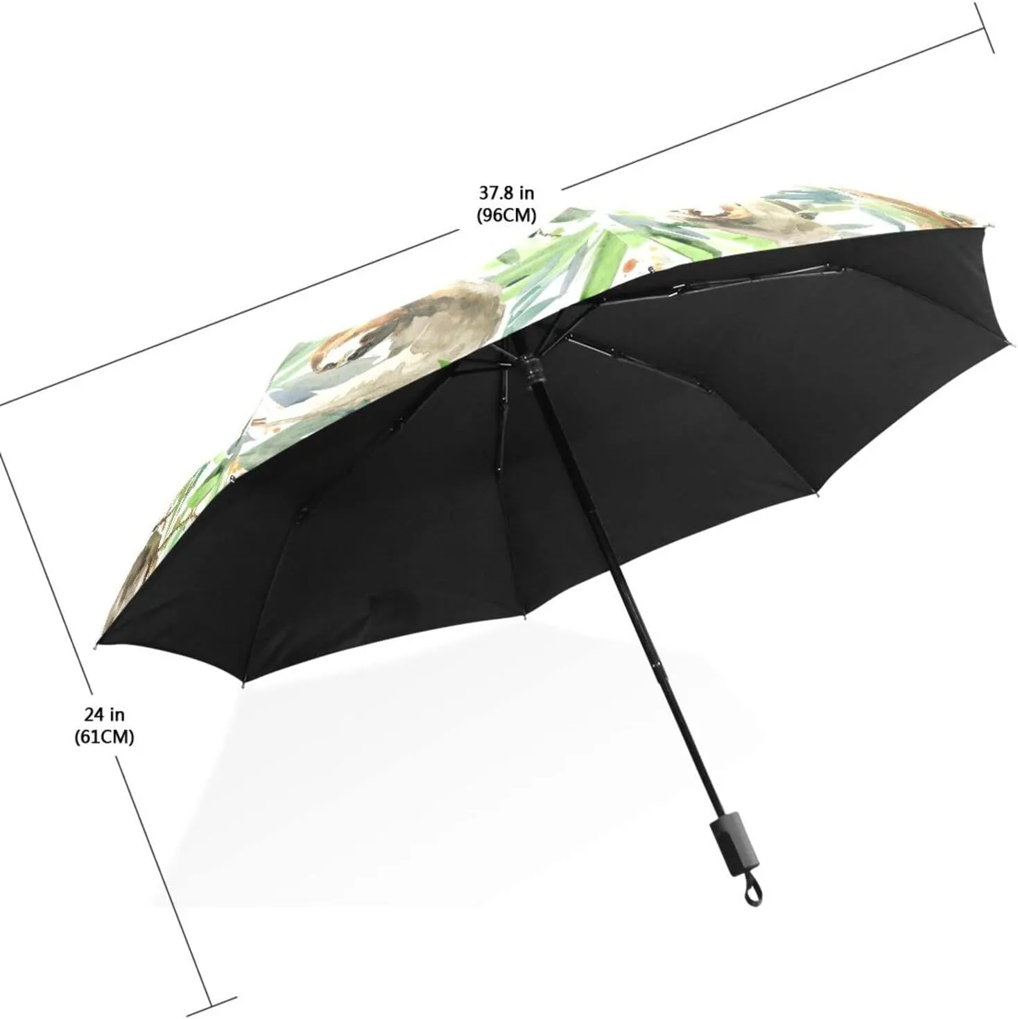 Poeticcity Travel Umbrella, Hand Open Close Windproof Waterproof Folding Umbrella, Black Tape Compact Canopy Strong Anti UV Ray Parasol
