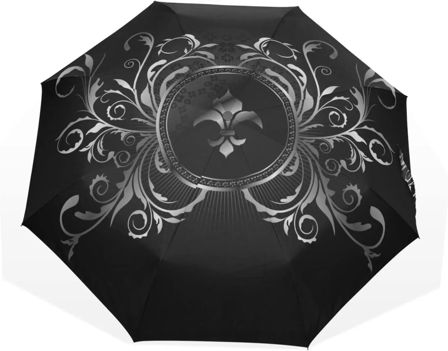 Poeticcity Travel Umbrella, Hand Open Close Windproof Waterproof Folding Umbrella, Black Tape Compact Canopy Strong Anti UV Ray Parasol