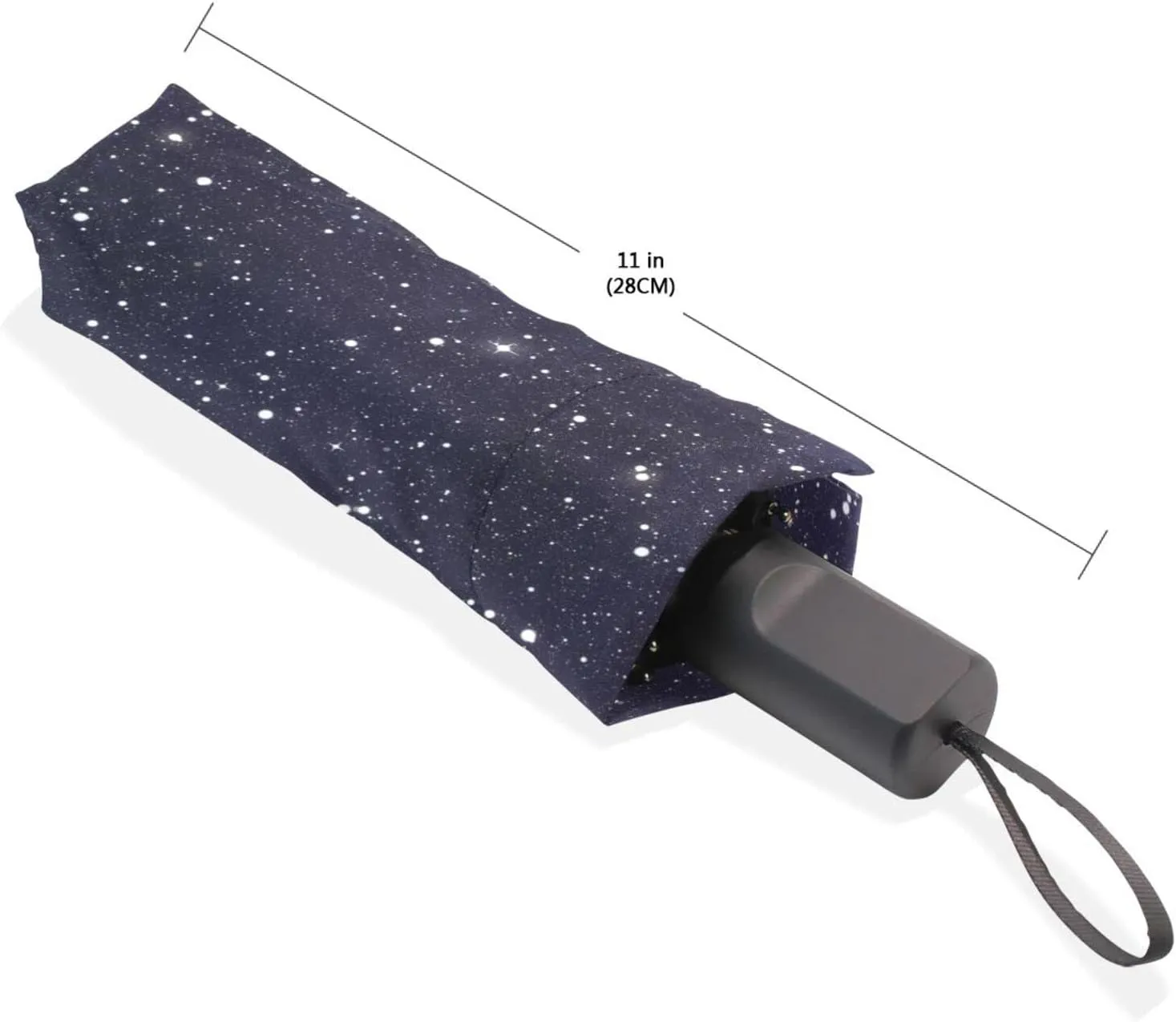 Poeticcity Travel Umbrella, Hand Open Close Windproof Waterproof Folding Umbrella, Black Tape Compact Canopy Strong Anti UV Ray Parasol