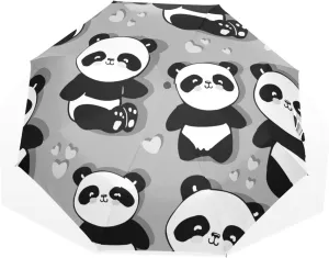 Poeticcity Travel Umbrella, Hand Open Close Windproof Waterproof Folding Umbrella, Black Tape Compact Canopy Strong Anti UV Ray Parasol
