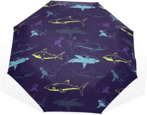 Poeticcity Travel Umbrella, Hand Open Close Windproof Waterproof Folding Umbrella, Black Tape Compact Canopy Strong Anti UV Ray Parasol