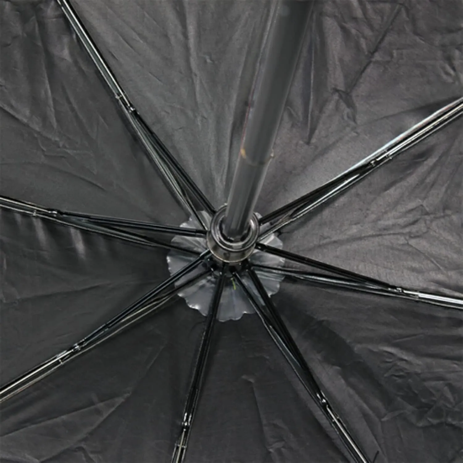 Poeticcity Travel Umbrella, Windproof Waterproof Folding Umbrella, Black Tape Compact Canopy Strong Anti UV Ray Parasol