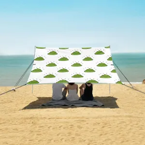 Poo Green Beach Canopy Tent Anti-UV & Wind Resistant, White Camping Sun Shelter Easy Setup Portable,Outdoor Shade Tents with Sandbags,Sand Shovels,Ground Pegs & Stability Poles