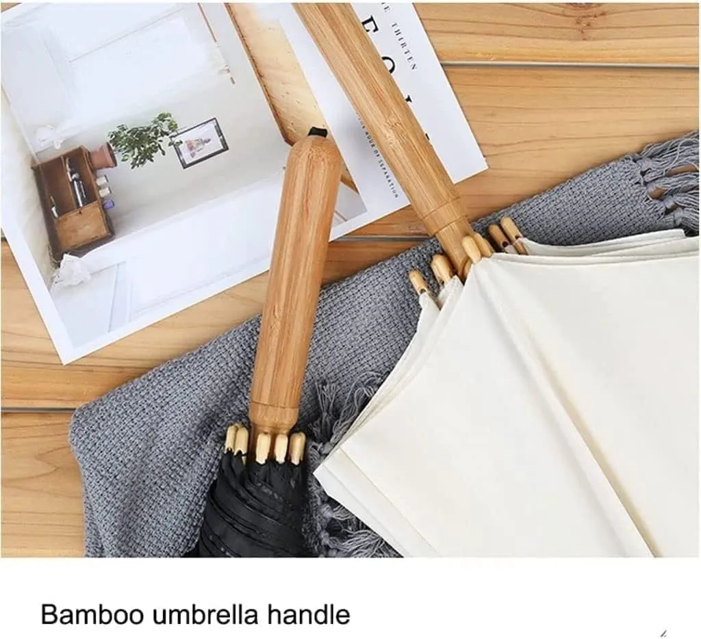 Portable Umbrella for Travel Golf Umbrella Handmade Bamboo Stick Umbrella Windproof Rainproof Chinese Style Canopy Vented Manual Umbrella Umbrella Outdoor(Black)