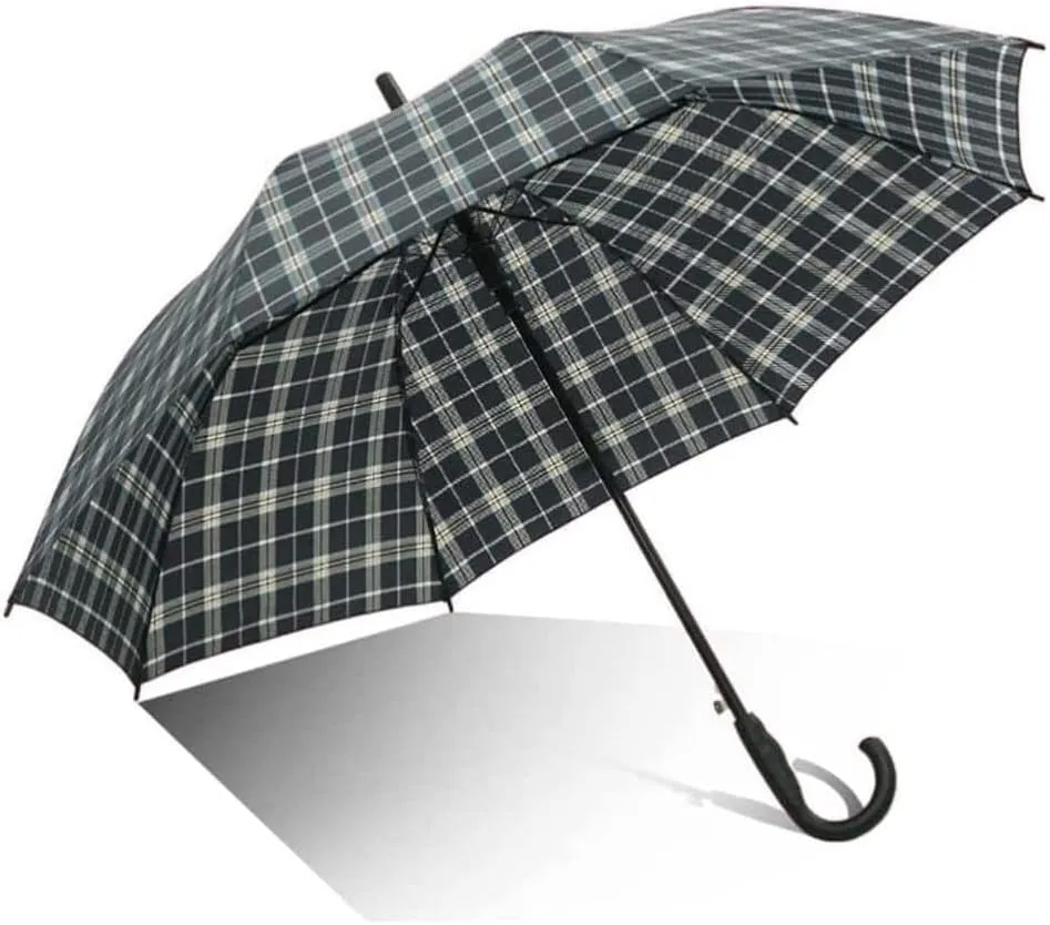 Portable Umbrella for Travel Windproof Umbrella with J Handle 55 Inch Automatic Open Stick Umbrella Lightweight Canopy Vented Umbrella Umbrella Outdoor(F)