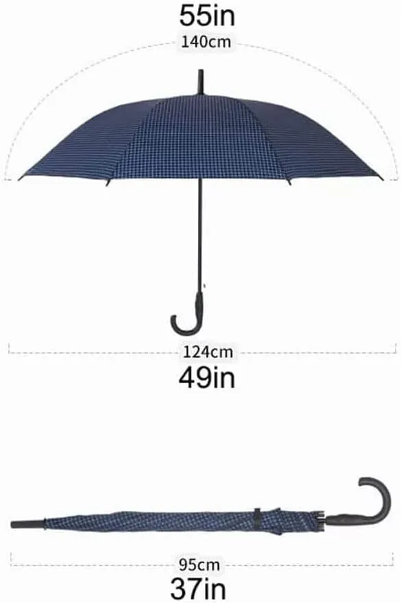 Portable Umbrella for Travel Windproof Umbrella with J Handle 55 Inch Automatic Open Stick Umbrella Lightweight Canopy Vented Umbrella Umbrella Outdoor(F)