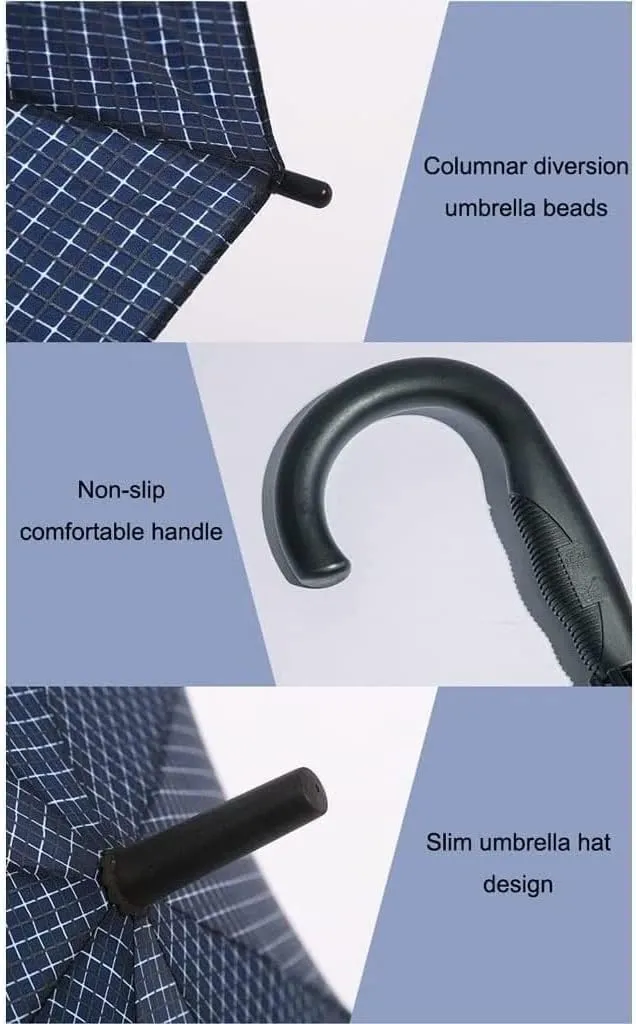 Portable Umbrella for Travel Windproof Umbrella with J Handle 55 Inch Automatic Open Stick Umbrella Lightweight Canopy Vented Umbrella Umbrella Outdoor(F)