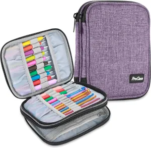ProCase Crochet Hook Case (up to 6.5 Inches), Travel Organizer Zipper Bag for Various Crochet Hooks, Circular Knitting Needles and Other Accessories (NO Accessories Included)