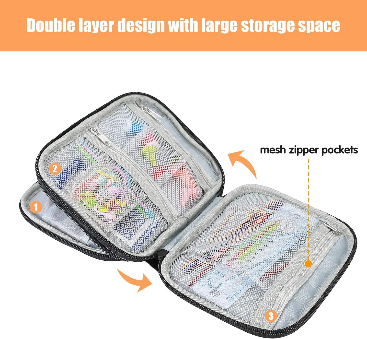 ProCase Crochet Hook Case (up to 6.5 Inches), Travel Organizer Zipper Bag for Various Crochet Hooks, Circular Knitting Needles and Other Accessories (NO Accessories Included)