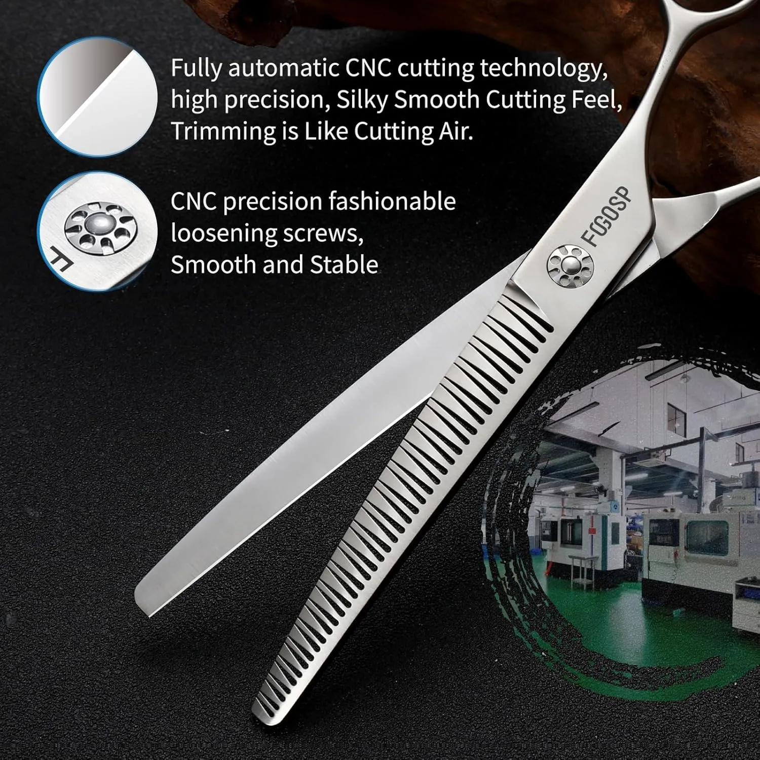 Professional 3D Curved Chunkers Dog Grooming Scissors 7'' Curved Thinning Shears for Dogs Pet 42 Teeth Japan VG10 Sharp and Durable