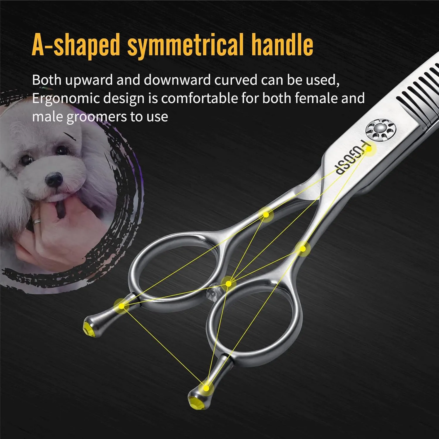 Professional 3D Curved Chunkers Dog Grooming Scissors 7'' Curved Thinning Shears for Dogs Pet 42 Teeth Japan VG10 Sharp and Durable