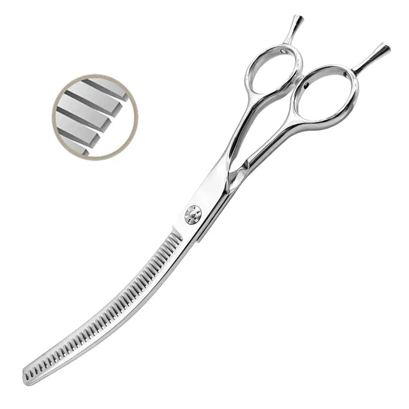 Professional 7-inch Curved Pet Grooming Scissors for Dogs