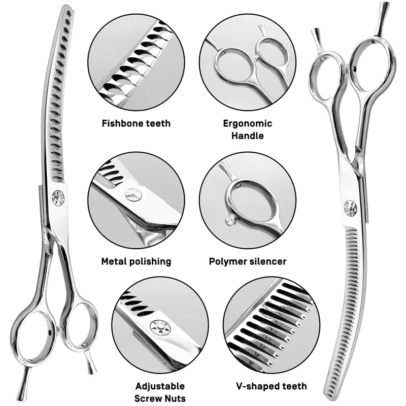 Professional 7-inch Curved Pet Grooming Scissors for Dogs