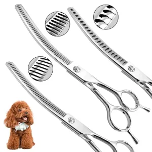 Professional 7-inch Curved Pet Grooming Scissors for Dogs