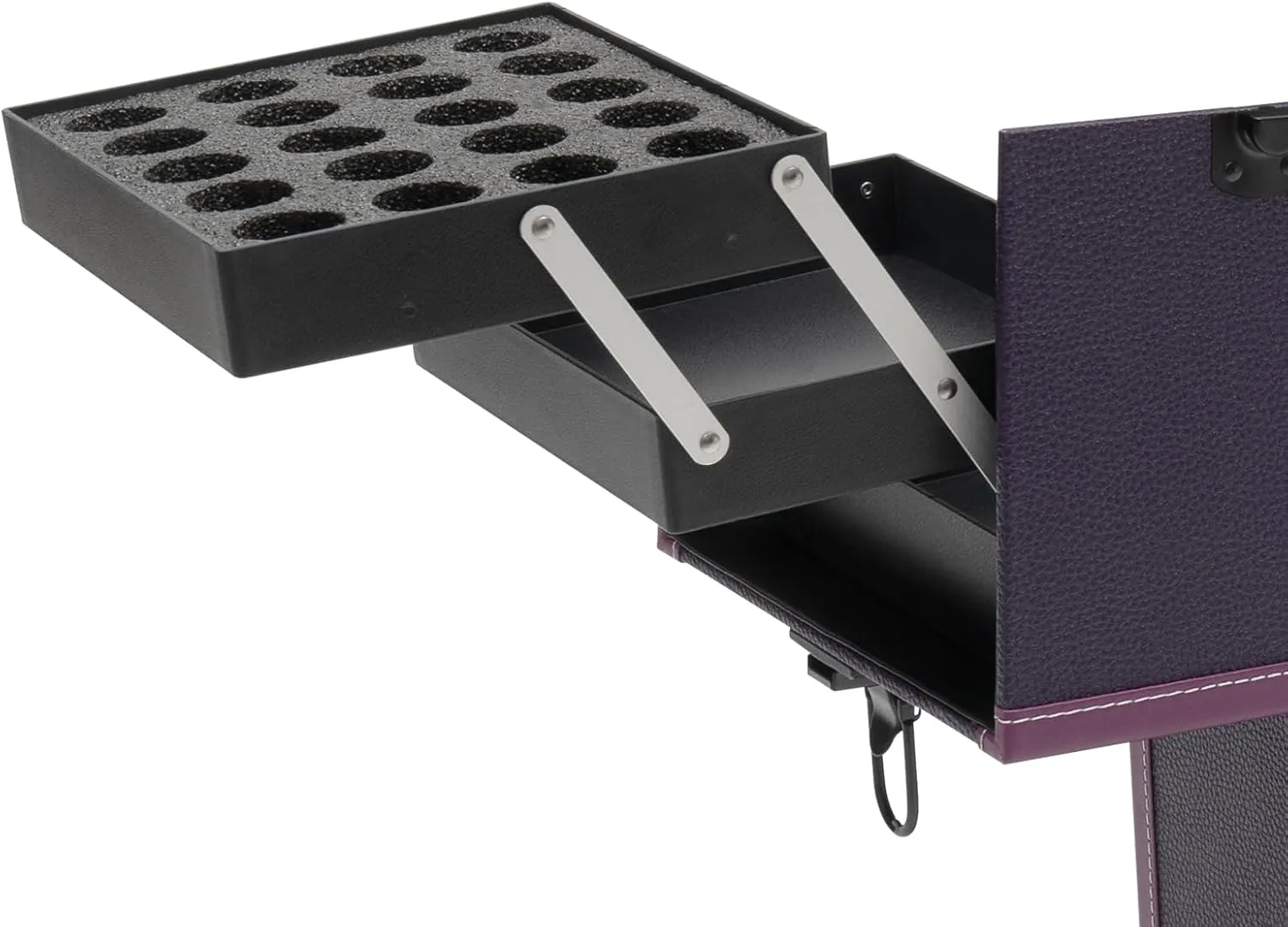 Professional Makeup with Mirror Train Case Rolling Cosmestic Organizer with Wheels, Keys & Mirror Large Lockable Cosmetic Trolley for Travel Makeup/Nail Art/Hair Styling (Purple)
