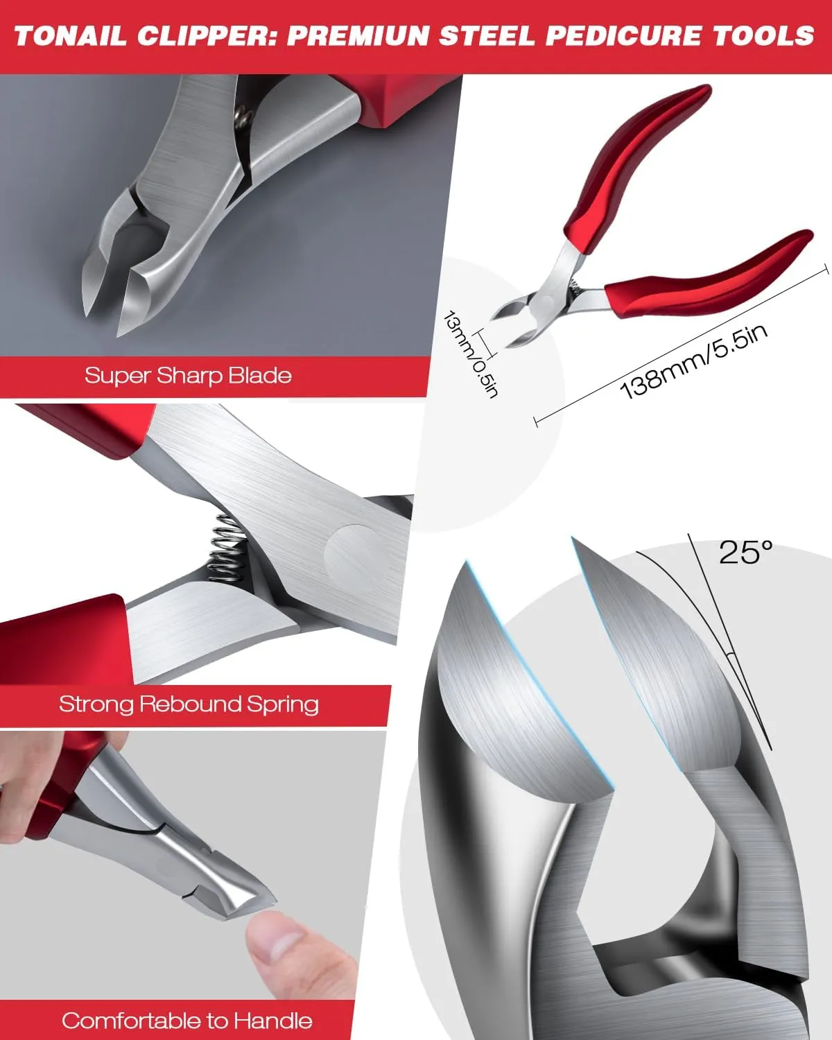 Professional Nail Clippers for Thick Nail, 7 in 1 Set Super Sharp Podiatrist Toenail Clippers, Stainless Steel Ingrown Toenail Pedicure Clipper Cutters for Manicure, Men, Women, Seniors