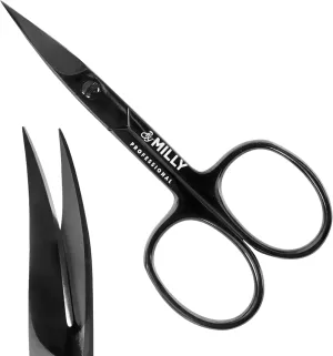 Professional Nail Scissors | High Carbon Stainless Steel | Manicure Scissors | Razor Sharp Curved Blade Nail Scissors for Women - 100% Stainless Steel Beauty Scissors for Nails (Black)