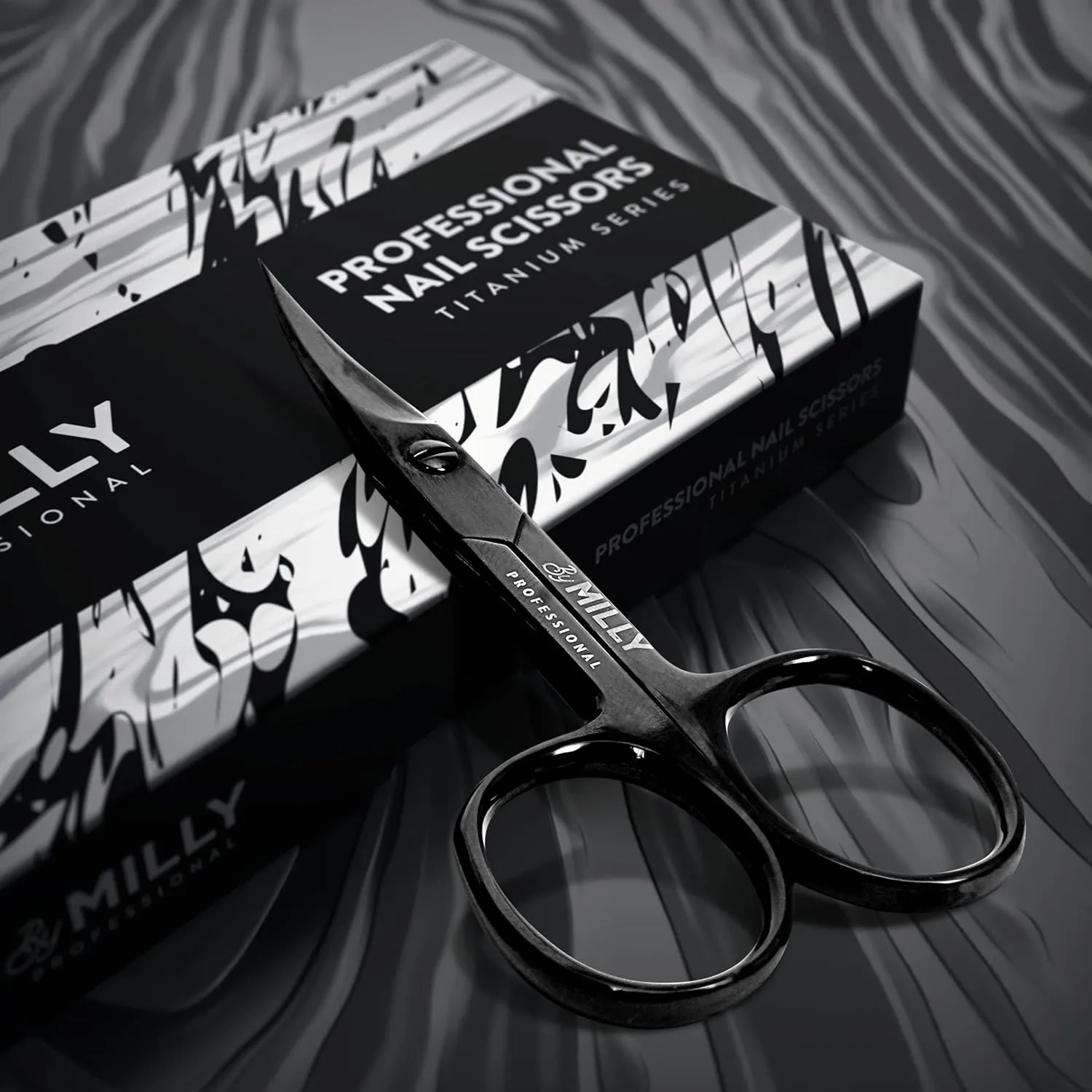 Professional Nail Scissors | High Carbon Stainless Steel | Manicure Scissors | Razor Sharp Curved Blade Nail Scissors for Women - 100% Stainless Steel Beauty Scissors for Nails (Black)
