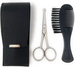 Professional Nose & Ear Scissors and comb set - Stainless Steel Rounded Tip Scissors for Eyebrow, Nose Hair, Mustache, and Beard Grooming Kit - Made in Solingen Germany