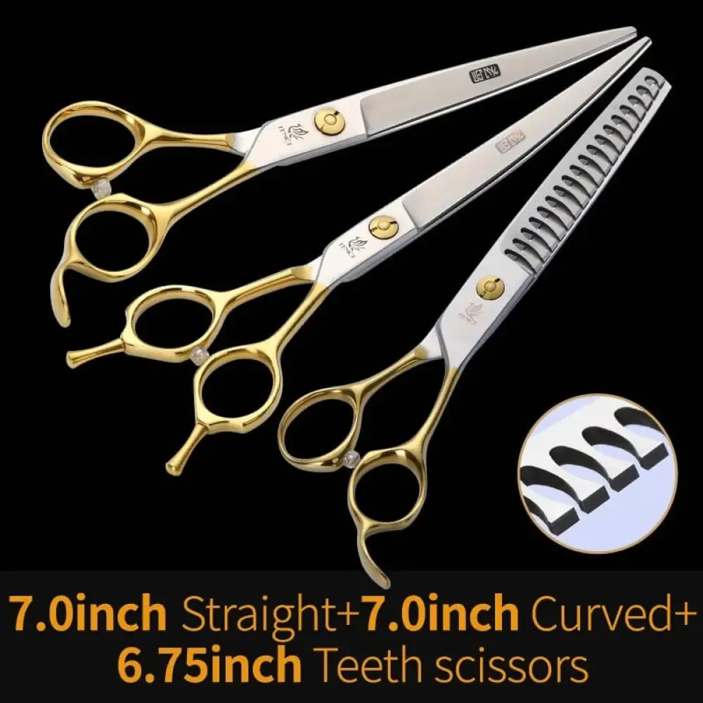 Professional Pet Scissors Straight&thinning&curved Grooming Shears Tool Set