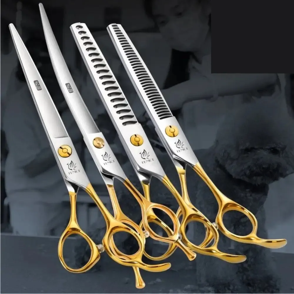Professional Pet Scissors Straight&thinning&curved Grooming Shears Tool Set