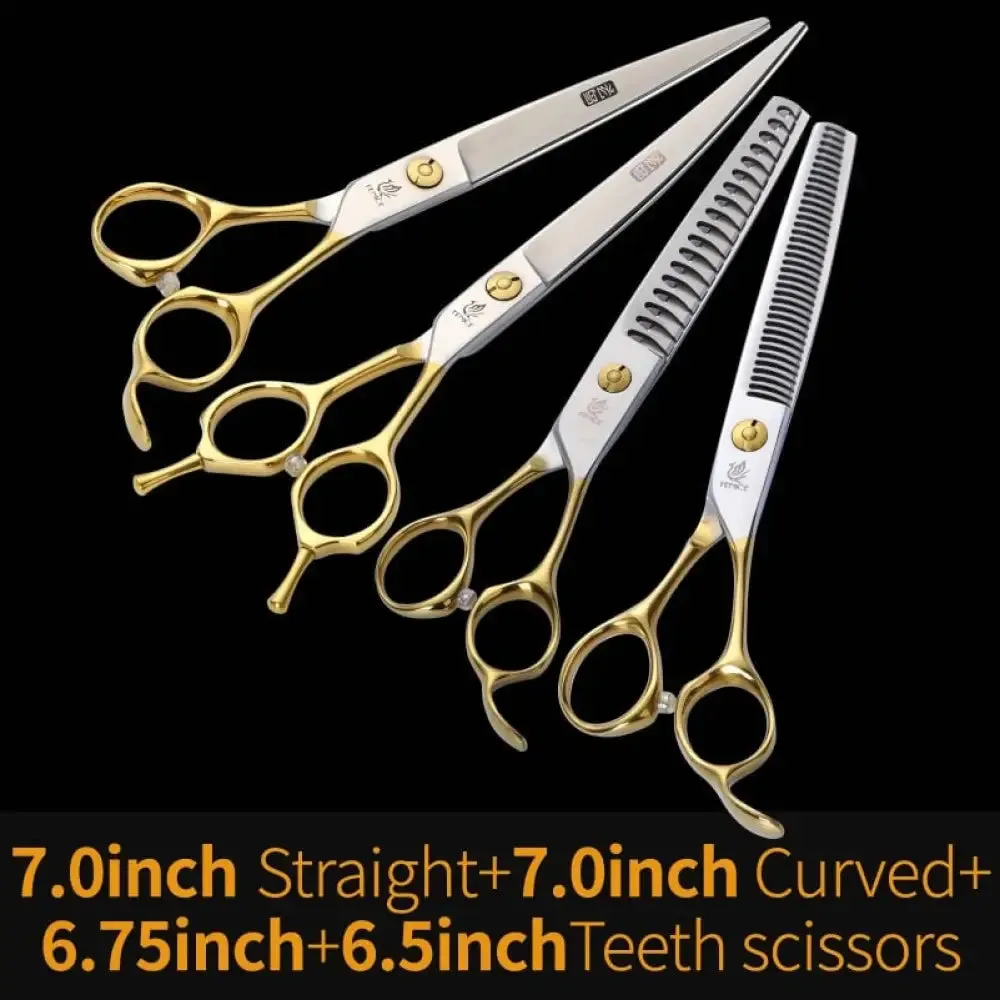 Professional Pet Scissors Straight&thinning&curved Grooming Shears Tool Set