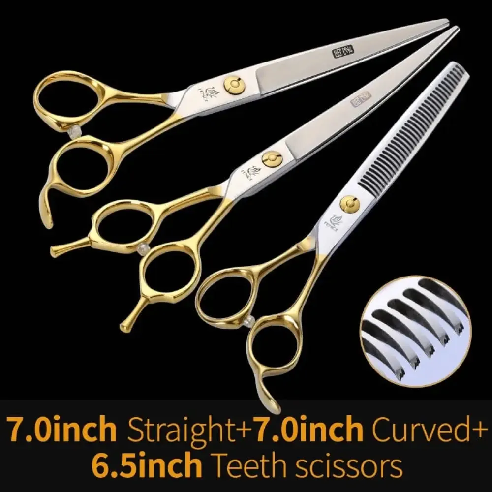 Professional Pet Scissors Straight&thinning&curved Grooming Shears Tool Set
