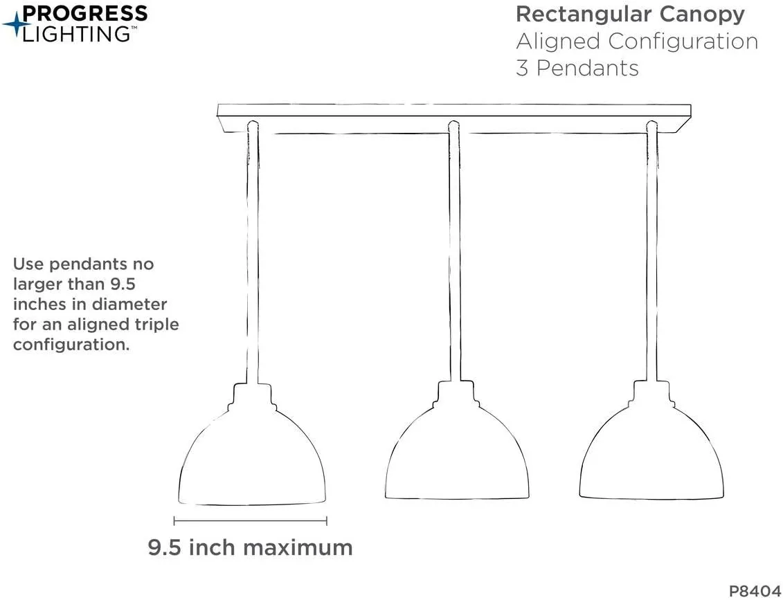 Progress Lighting P8404-143 Three-Light Linear Pendant Accessory Canopy, Black,Graphite