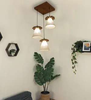 Propel Brown Wooden Cluster Hanging Lamp (BULB NOT INCLUDED)