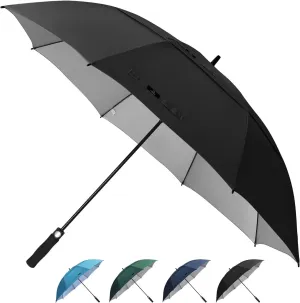 Prospo 68 Inch Extra Large Golf Umbrella Double Canopy Automatic Open Sun Rain Stick Umbrellas Windproof Waterproof Oversized (Black XL)