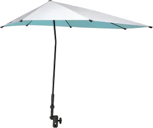 Prospo Adjustable Beach Umbrella with Universal Clamp, Portable UPF 50  UV Protection Umbrella for Chair, Wheelchair, Golf Cart, Stroller, Bleacher, Patio
