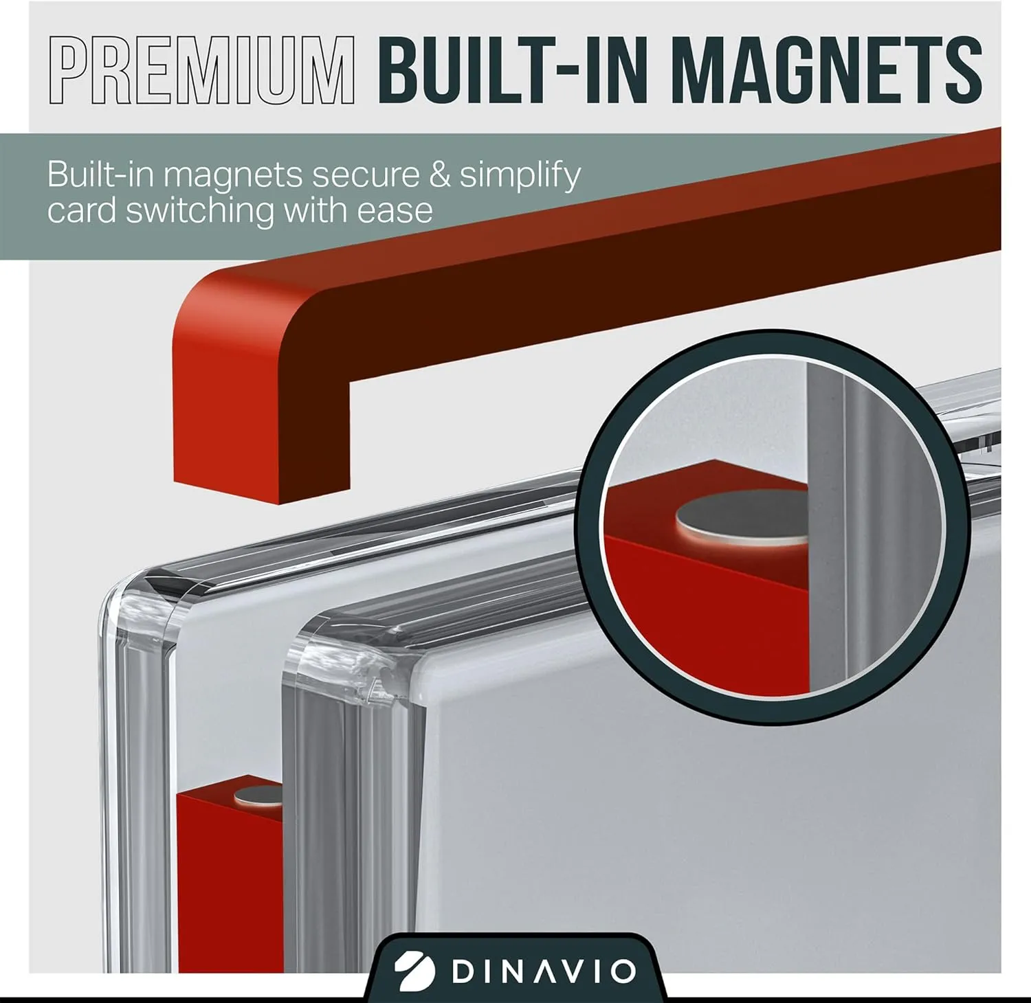 PSA Graded Card Display Acrylic Case for Standard PSA and CGC Slabs - Slab Case for Graded Cards - PSA Card Case - Graded Card Display Case - Slanted Stand Included (Red Border)