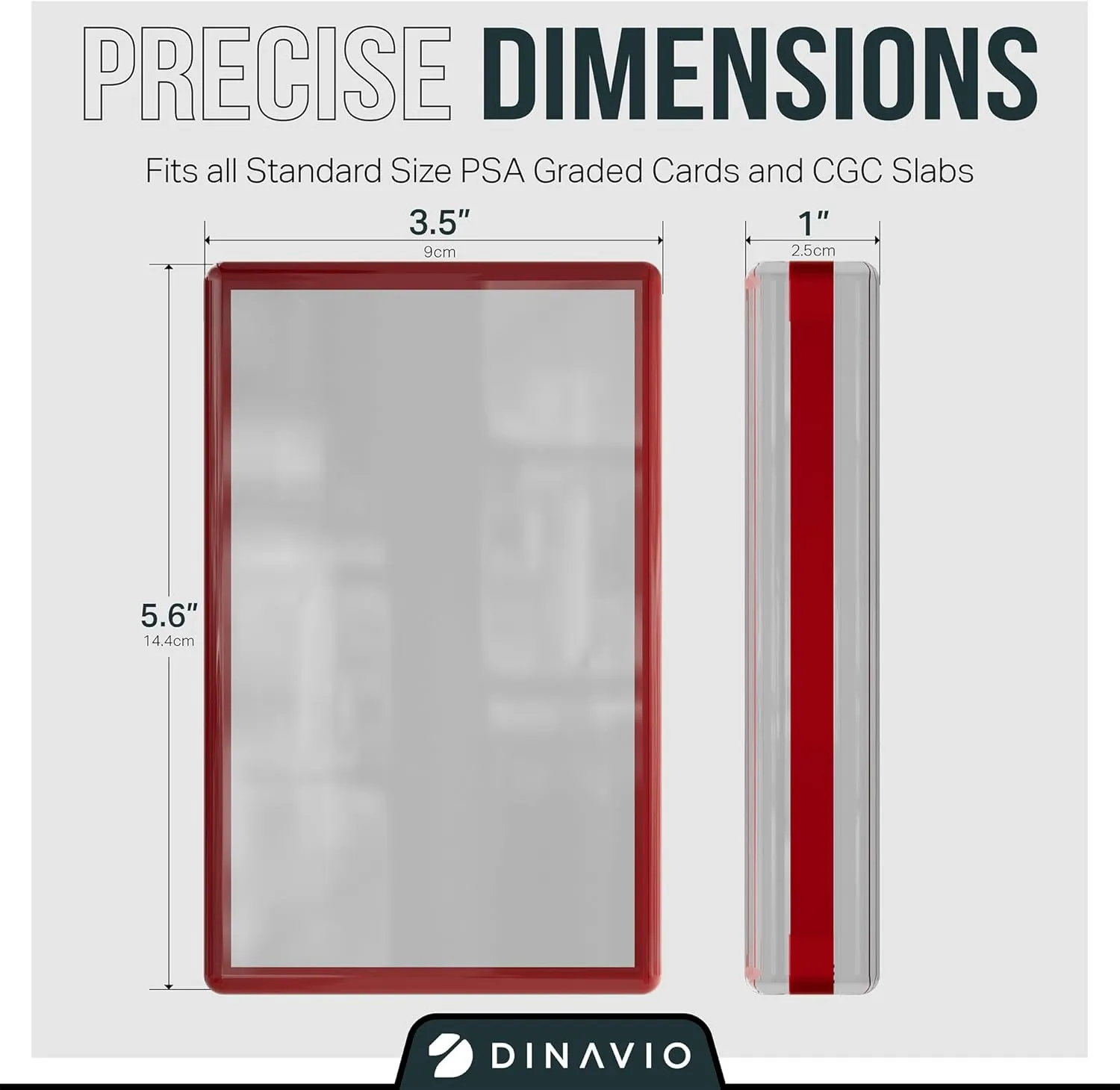 PSA Graded Card Display Acrylic Case for Standard PSA and CGC Slabs - Slab Case for Graded Cards - PSA Card Case - Graded Card Display Case - Slanted Stand Included (Red Border)