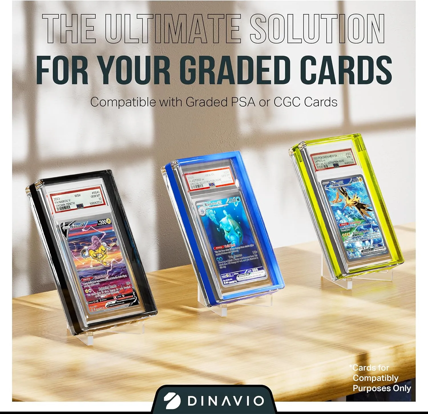 PSA Graded Card Display Acrylic Case for Standard PSA and CGC Slabs - Slab Case for Graded Cards - PSA Card Case - Graded Card Display Case - Slanted Stand Included (Red Border)