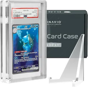 PSA Graded Card Display Acrylic Case for Standard PSA and CGC Slabs - Slab Case for Graded Cards - PSA Card Case - Graded Card Display Case - Slanted Stand Included (White Border)